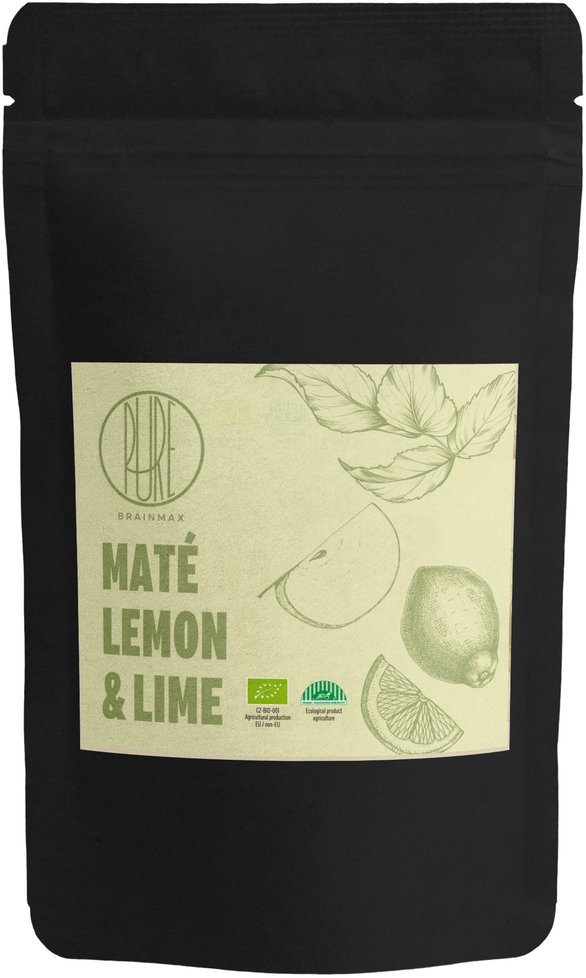 BrainMax Pure Maté Lemon & Lime, citrón & limetka, BIO, 50 g Objem: 50 g CZ-BIO-001 certifikát / Osvěžující Maté s citrónem a limetkou