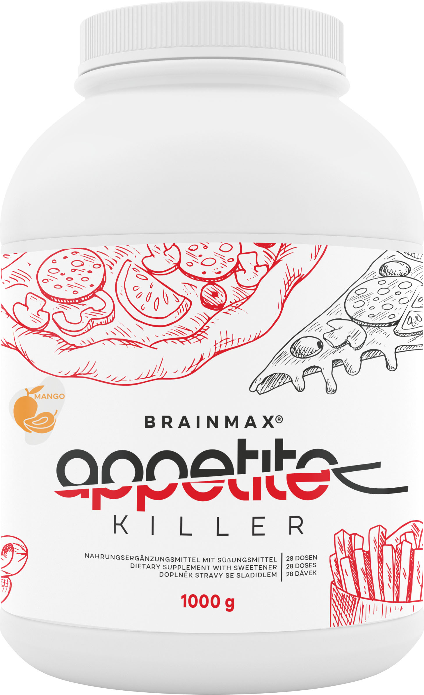 Levně BrainMax Appetite Killer, 1000 g Příchuť: Mango Nápoj s vlákninou a proteiny pro kontrolu apetitu, redukci hmotnosti a tuku, zdravé hubnutí, doplněk stravy