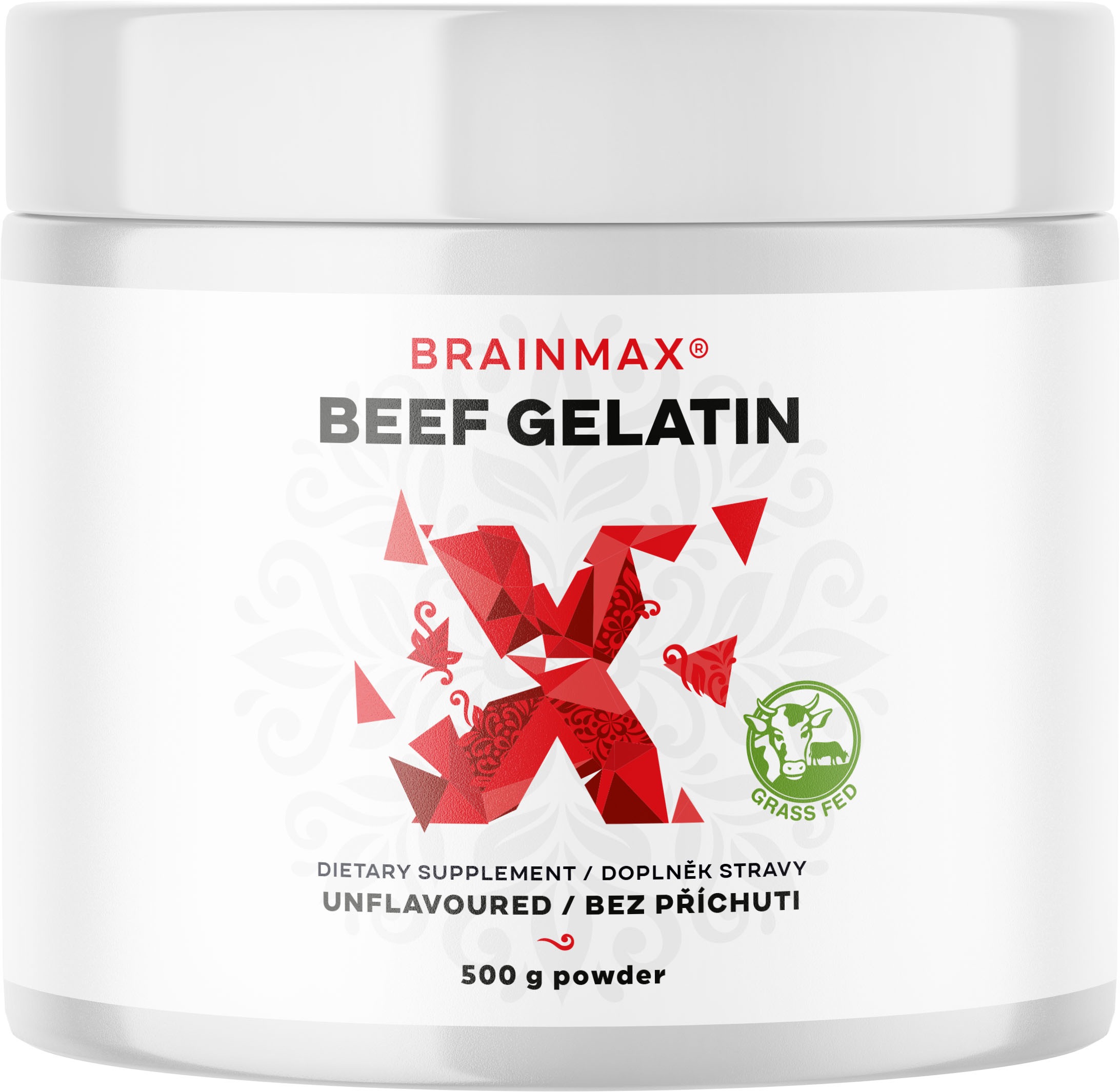 BrainMax Beef Gelatin, Grass-fed hovězí želatina, 500 g Certifikovaná Grass-fed hovězí želatina pro zdraví kloubů a pokožky, doplněk stravy
