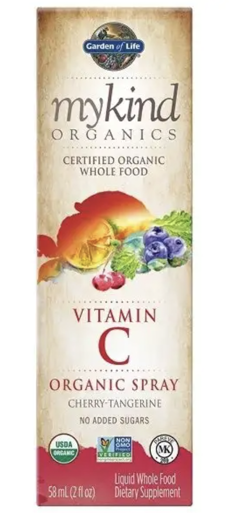 Garden of life Mykind Organics Vitamin C Organic spray, Vitamín C ve spreji, třešeň a mandarinka, 58 ml