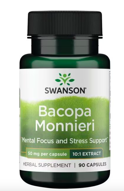 Levně Swanson Bacopa Monnieri extract, Bakopa drobnolistá extrakt 10:1, 50 mg, 90 kapslí