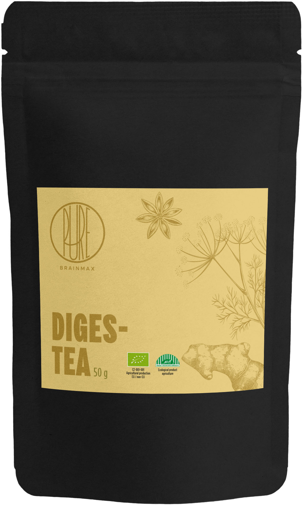 BrainMax Pure DIGES-TEA, bylinný čaj pro dobré trávení, 50 g, BIO Objem: 50 g *CZ-BIO-001 certifikát / Směs bylin pro správné zažívání a dobré trávení