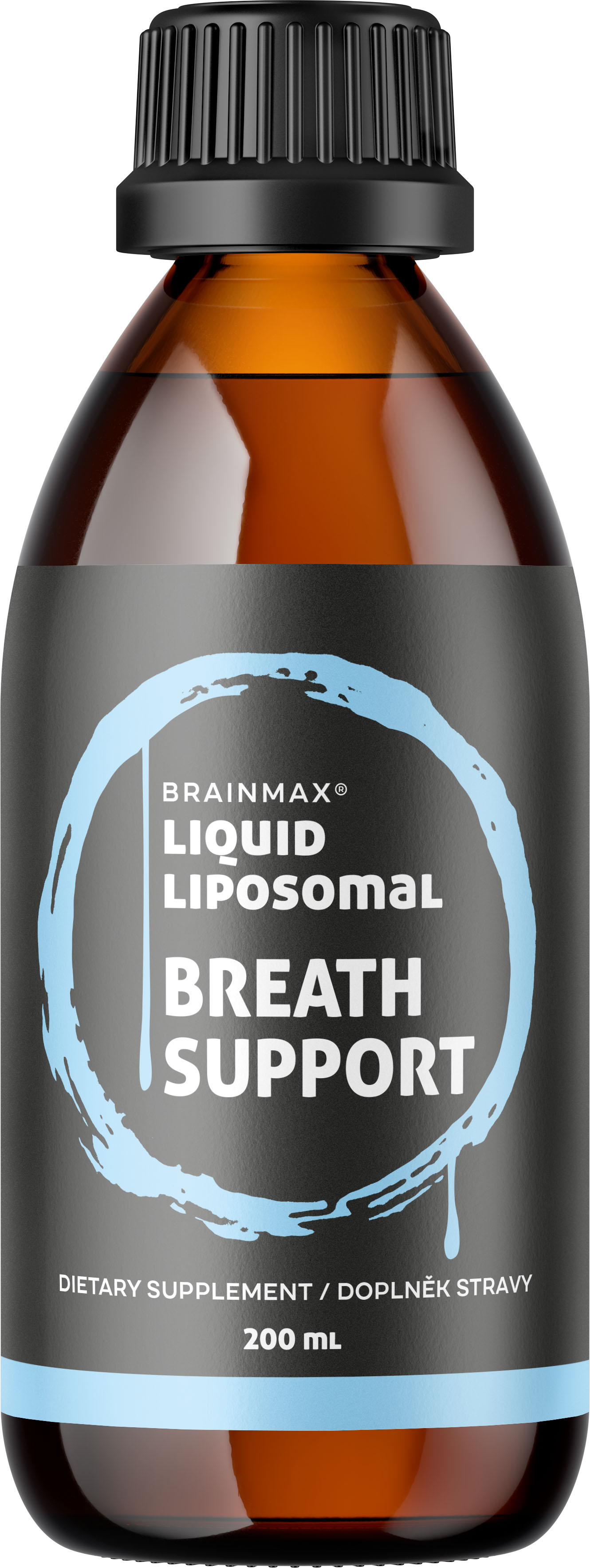 BrainMax Lipozomální komplex pro podporu dýchacích cest, 200 ml BrainMax Breath Support Complex, směs bylin pro uvolnění dýchacích cest a vylučování hlenu, 20 dávek, doplněk stravy