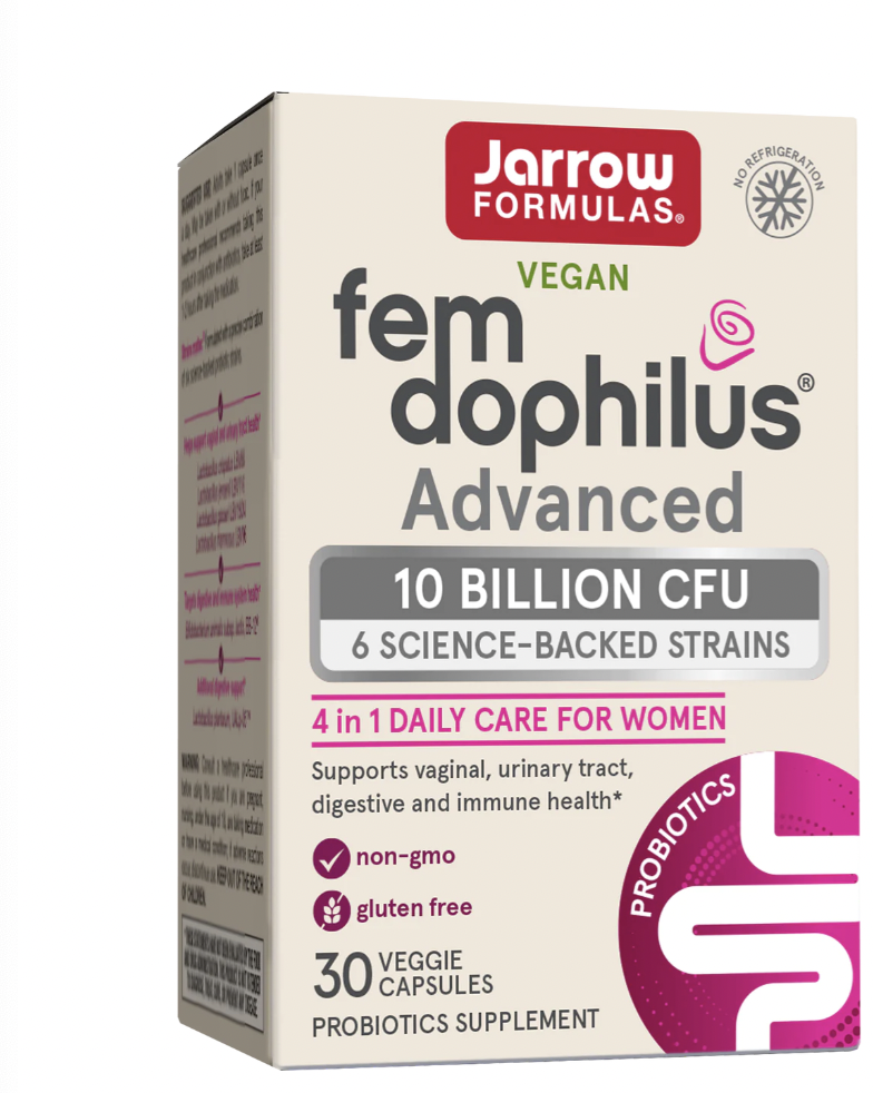 Jarrow Formulas Jarrow Fem-Dophilus® Advanced - 10 Billion CFU (Shelf Stable), vaginální probiotika 10 miliard, 30 rostlinných kapslí Obrázek