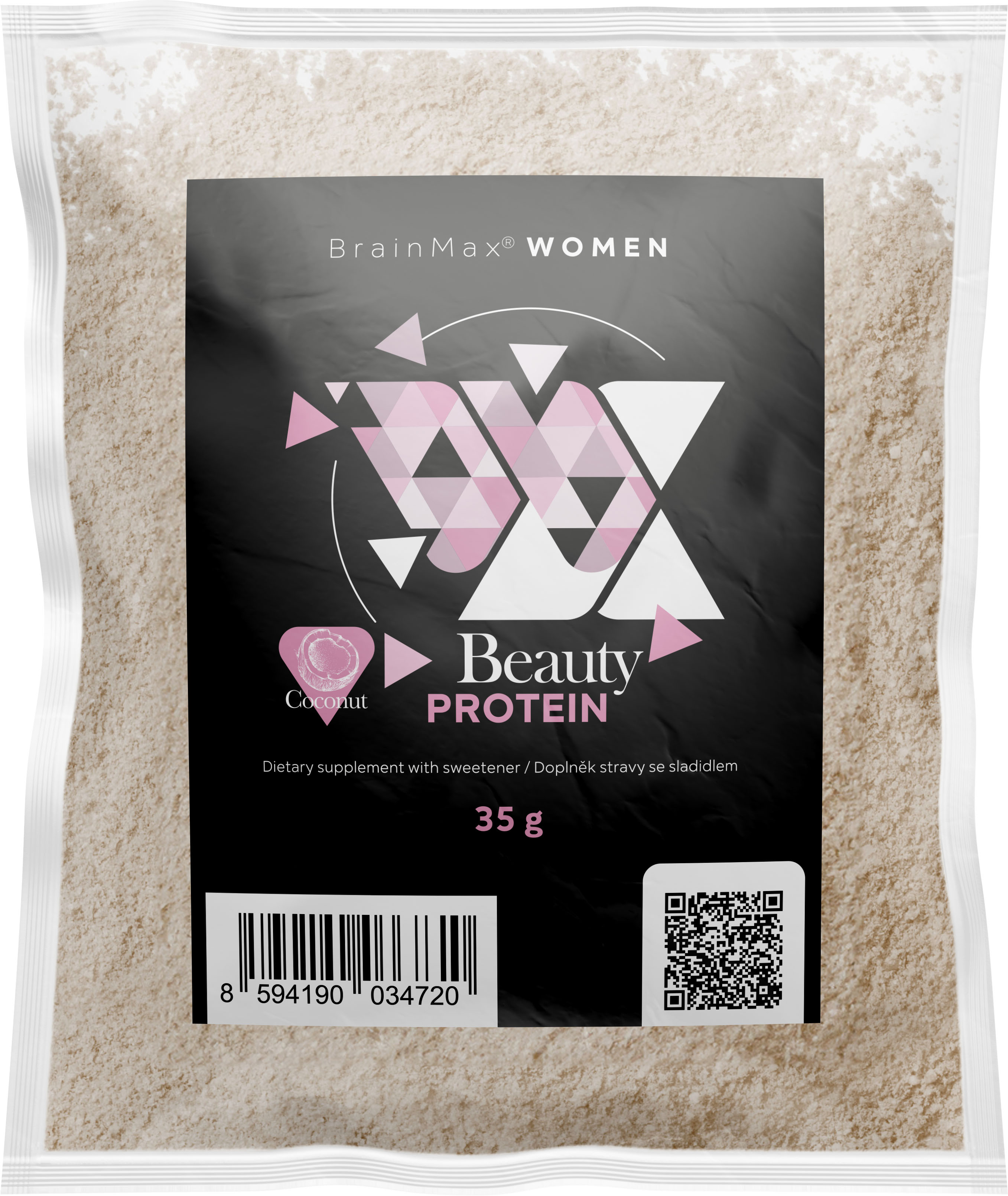 Levně BrainMax Women Beauty Protein, protein pro ženy s kolagenem, keratinem a vitamíny, 35 g, VZOREK Příchuť: Kokos Nativní syrovátkový protein nejvyšší kvality s prémiovým kolagenem Naticol® a dalšími složkami, doplněk stravy
