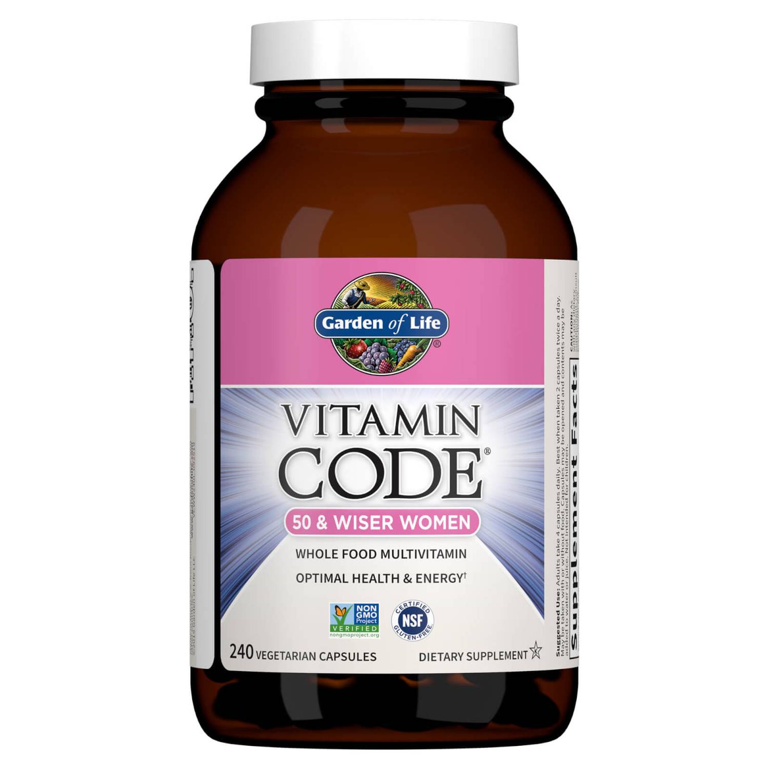 Garden of Life Vitamin Code 50 Wiser Women (multivitamín pro ženy nad 50 let), 240 rostlinných kapslí