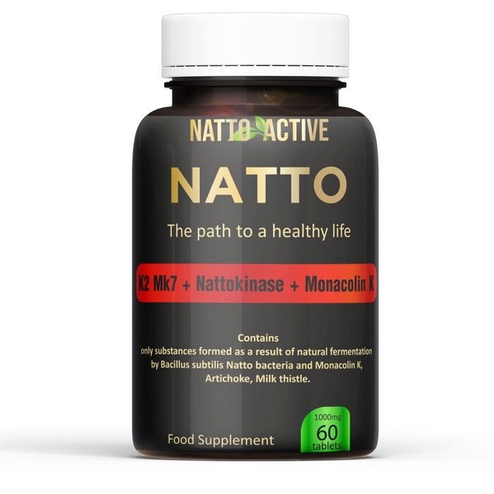 Natto Active Natto K2 Mk7, Nattokináza a Monacolin, 60 tablet