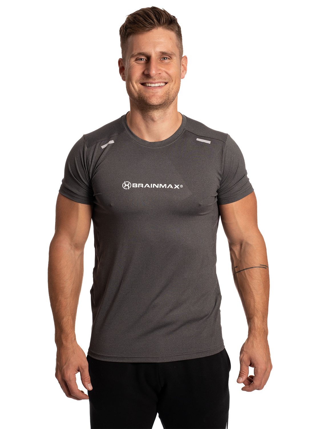 BrainMax pánské fitness triko, šedé Velikost: M Obrázek