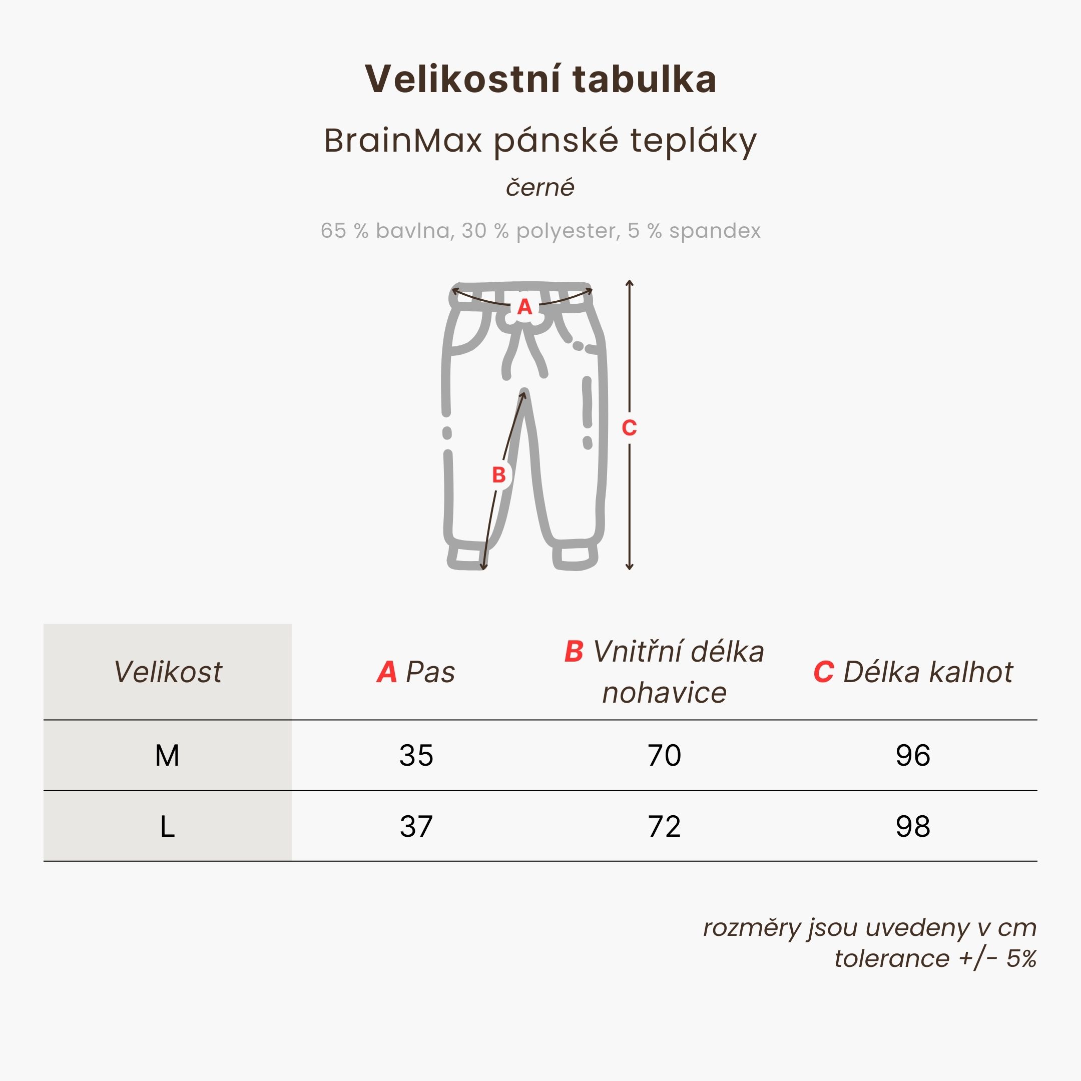 BrainMax pánské tepláky, černé Velikost: M Obrázek