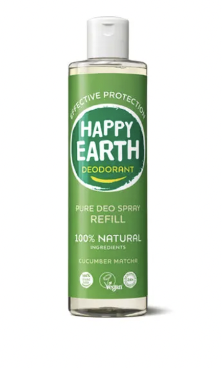 Happy Earth - Deodorant okurka a matcha, náhradní náplň, 300 ml
