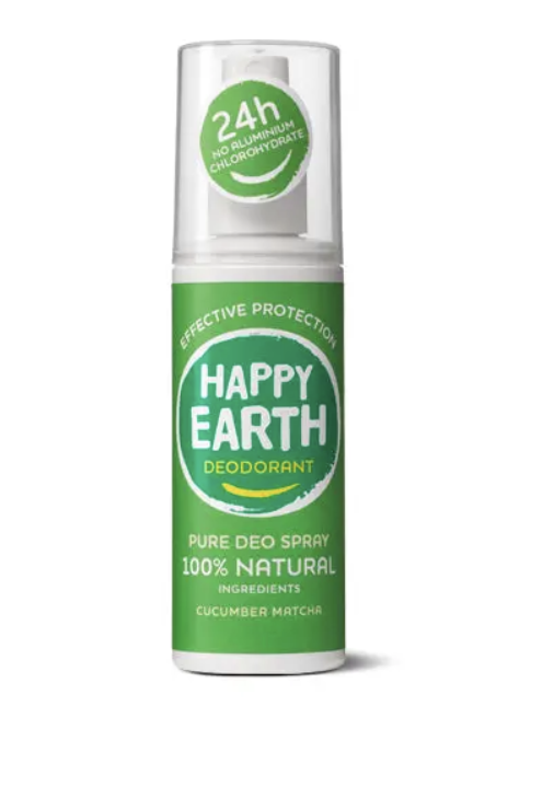 Levně Happy Earth - Deodorant sprej, okurka a matcha, 100 ml