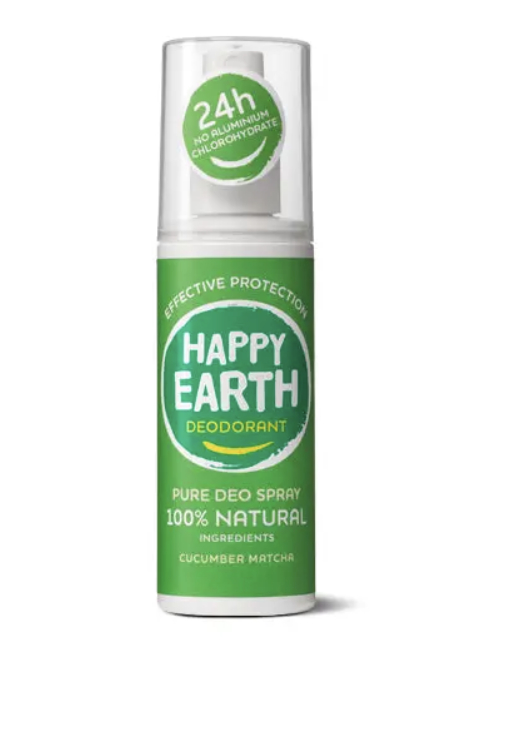 Happy Earth - Deodorant sprej, okurka a matcha, 100 ml