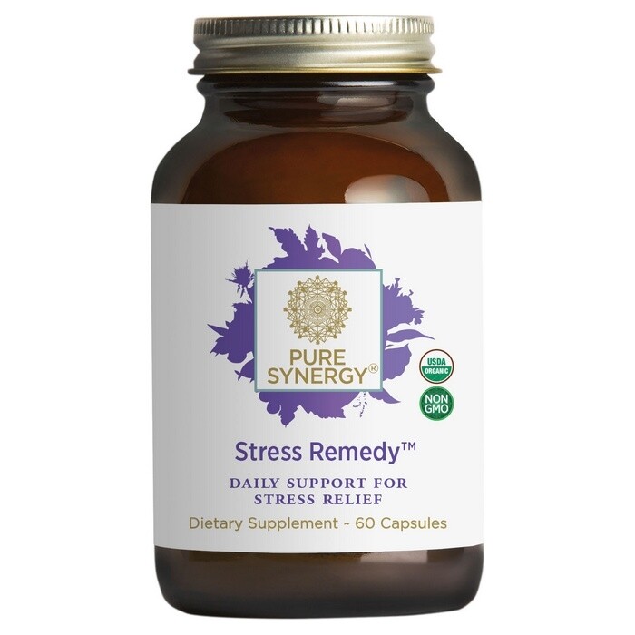 Pure Synergy Organic Stress Remedy, Úleva od stresu, 60 rostlinných kapslí Doplněk stravy