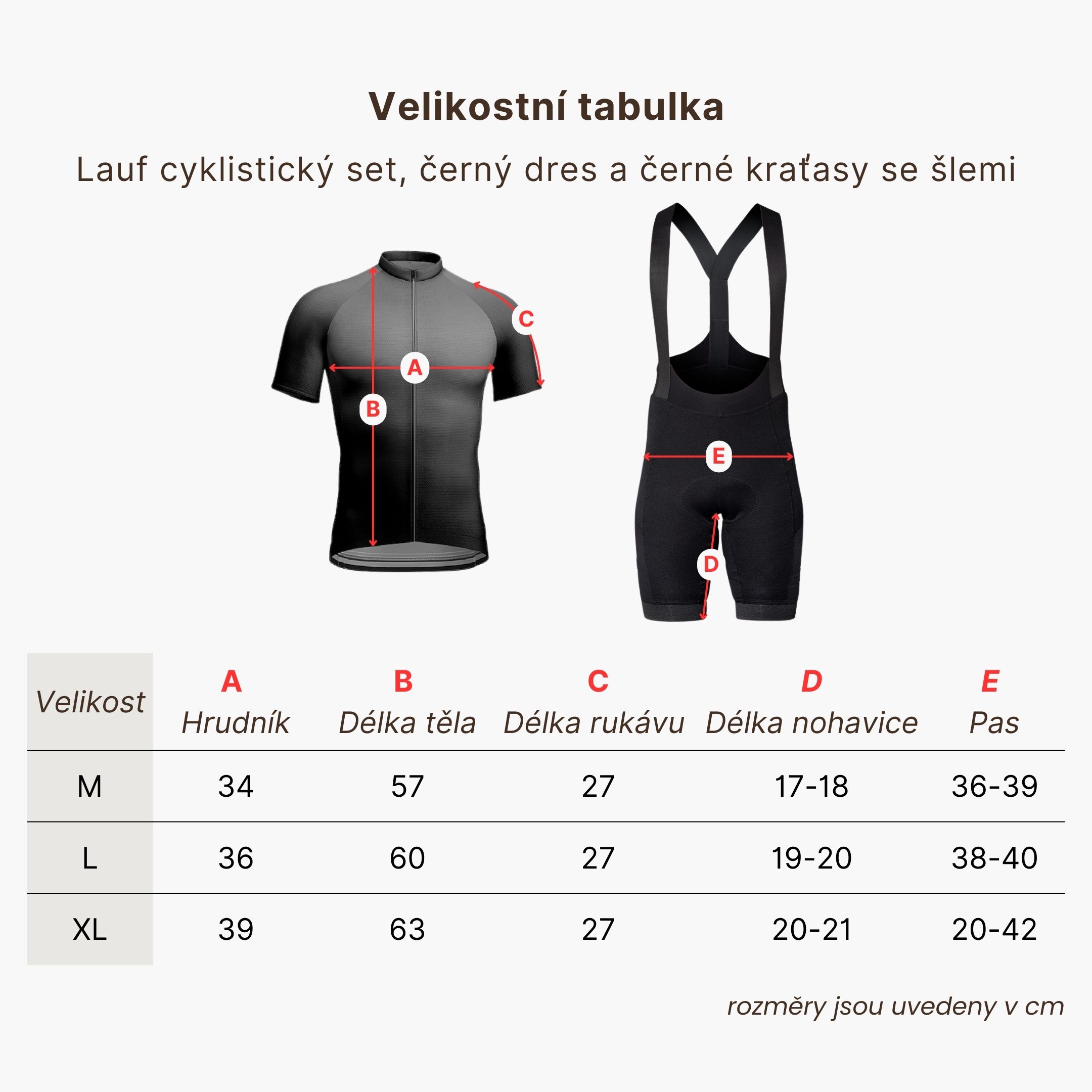 BrainMax LAUF cyklistický set, dres a kraťasy, černý Velikost: L Obrázek