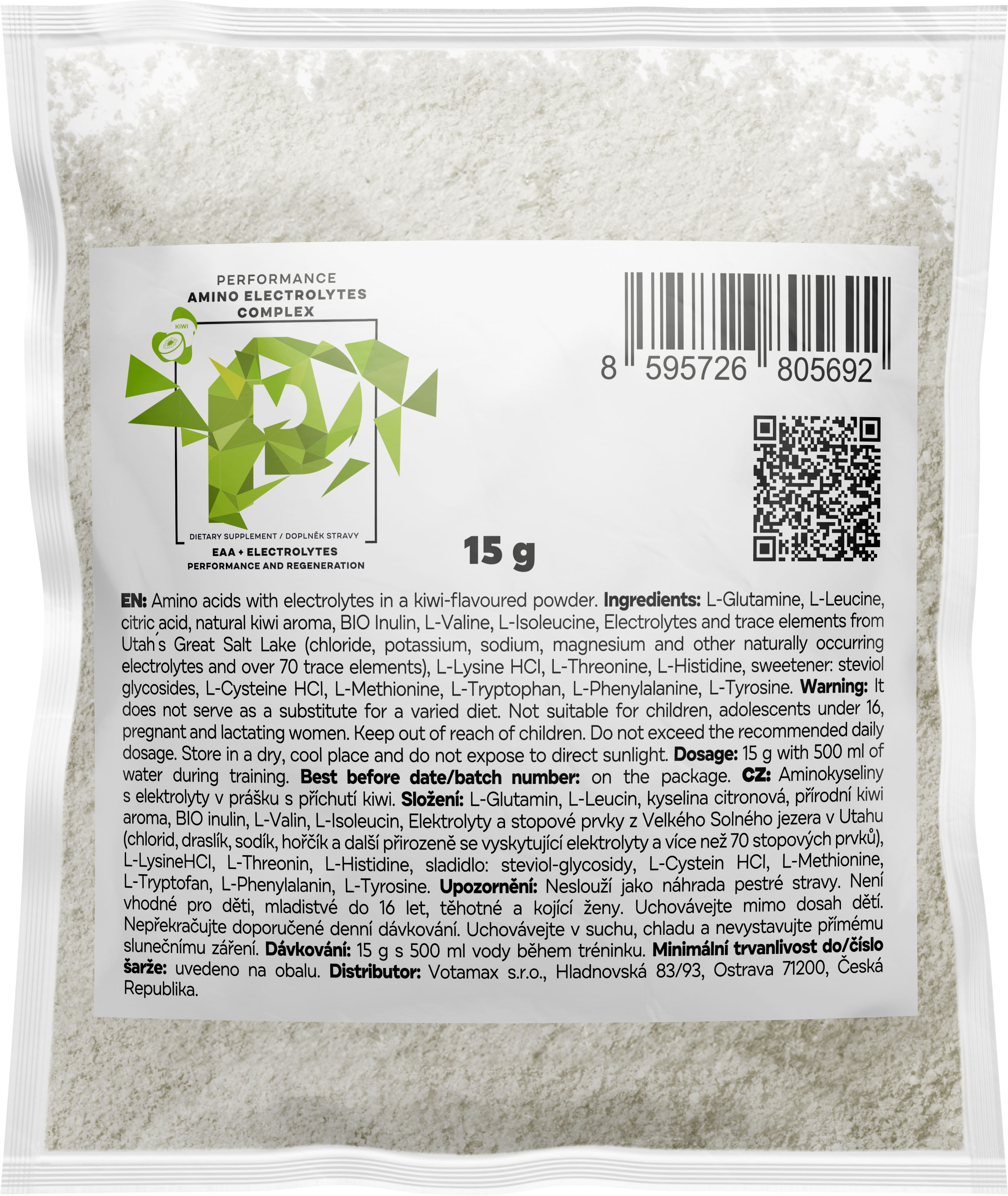 Levně BrainMax Performance Amino Electrolytes Complex, EAA + Elektrolyty, 15 g, VZOREK Příchuť: Kiwi Komplex 12 aminokyselin EAA + Elektrolyty pro doplňování během sportu, doplněk stravy