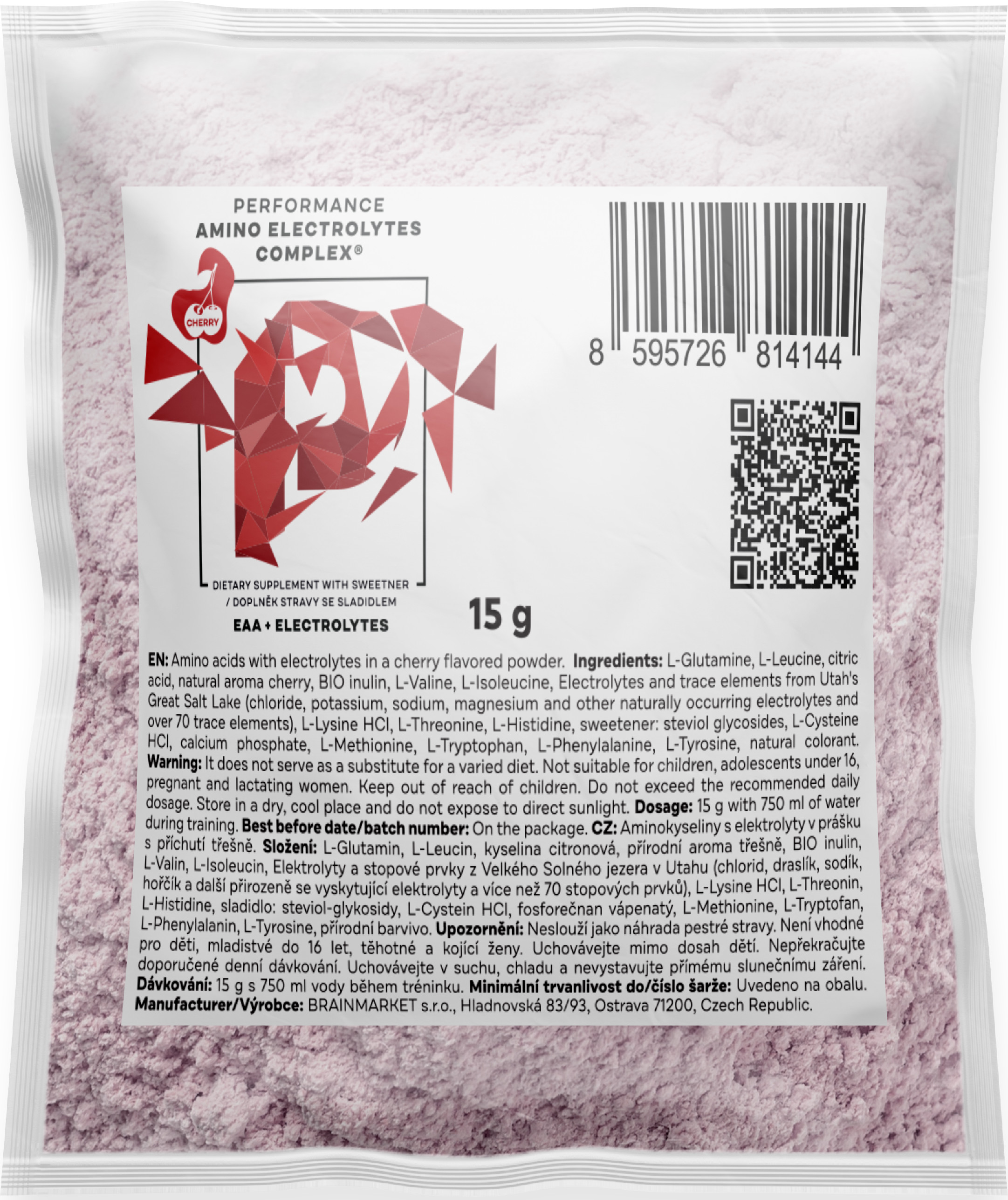 BrainMax Performance Amino Electrolytes Complex, EAA + Elektrolyty, 15 g, VZOREK Příchuť: Třešeň Obrázek