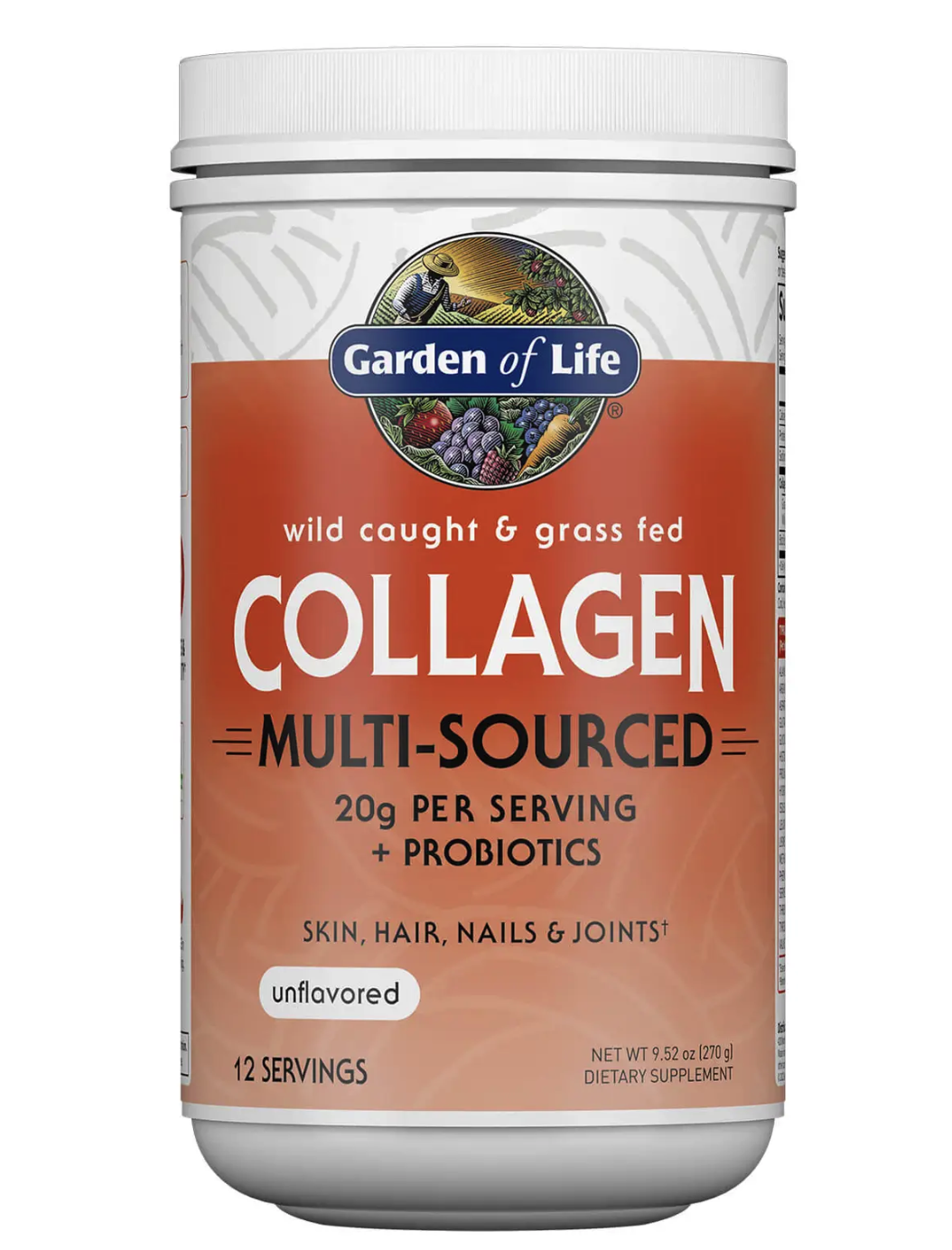 Garden of life Wild-Caught & Grass-Fed Collagen Powder (Kolagen - Kolagenní peptidy), Bez příchutě, 270 g