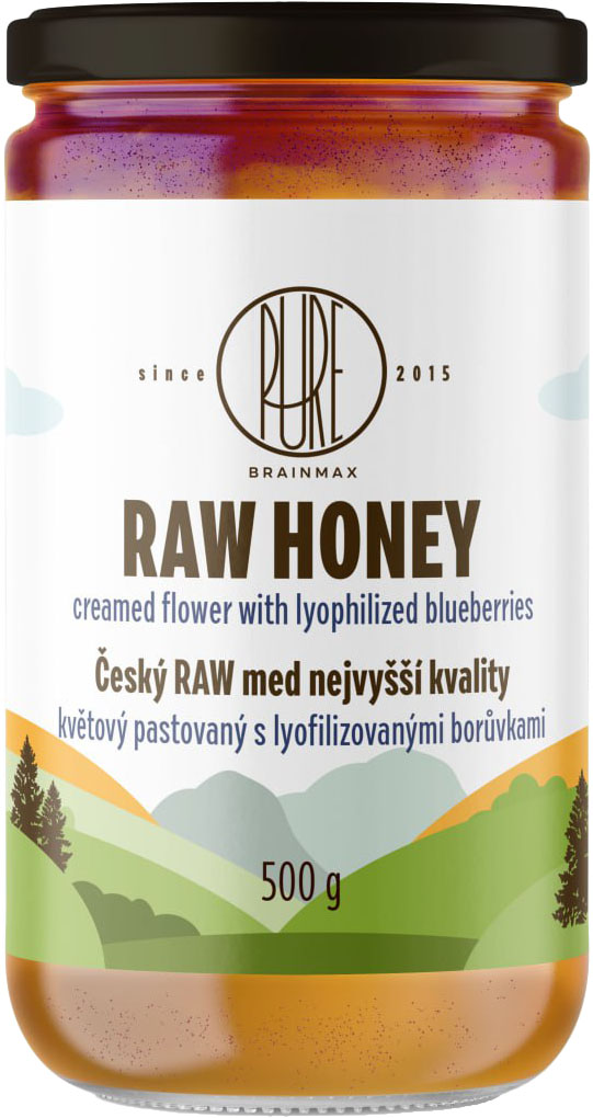 BrainMax Pure® RAW med květový s borůvkami, 500 g