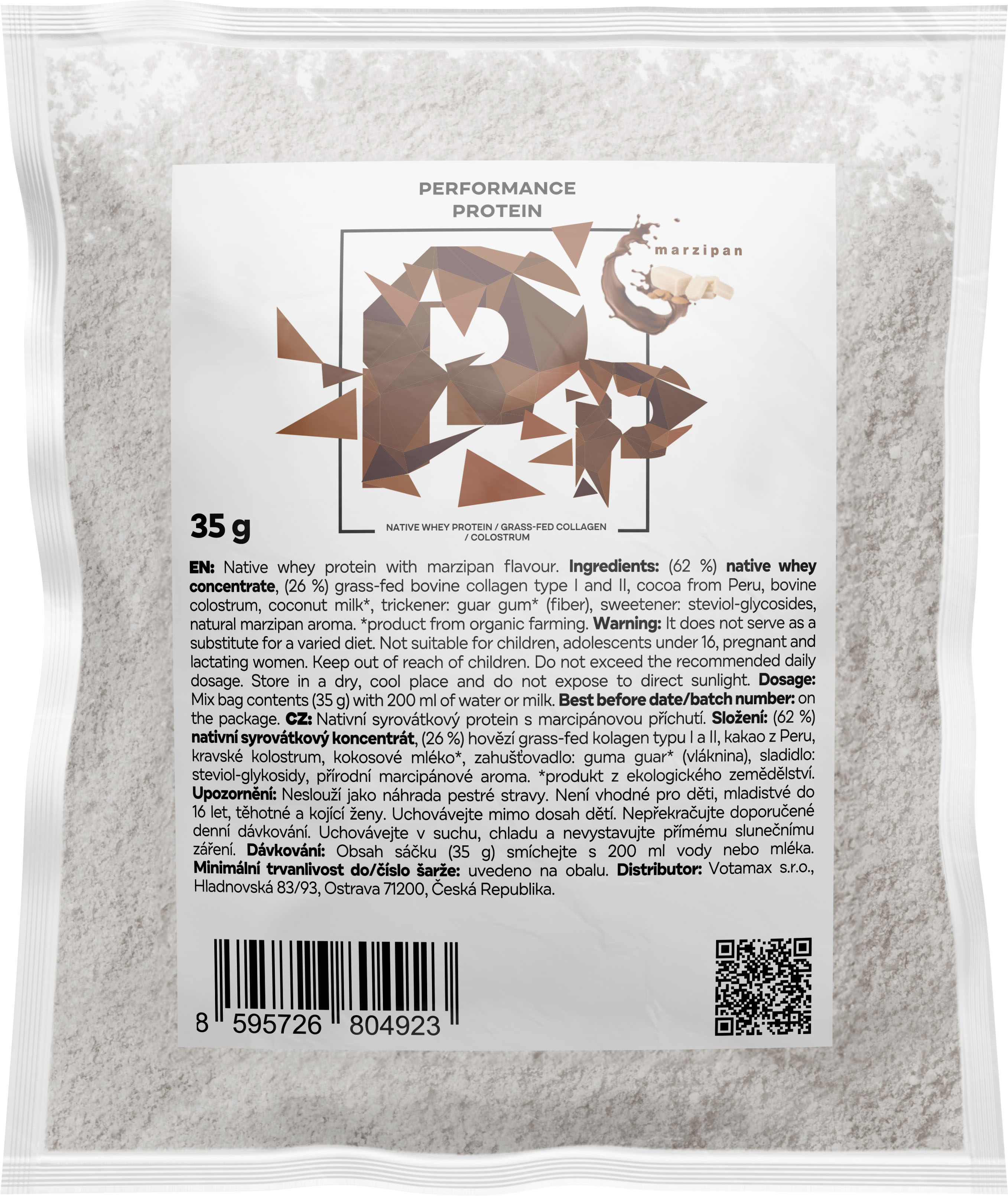 BrainMax Performance Protein, nativní syrovátkový protein, marcipán, 30 g Obrázek