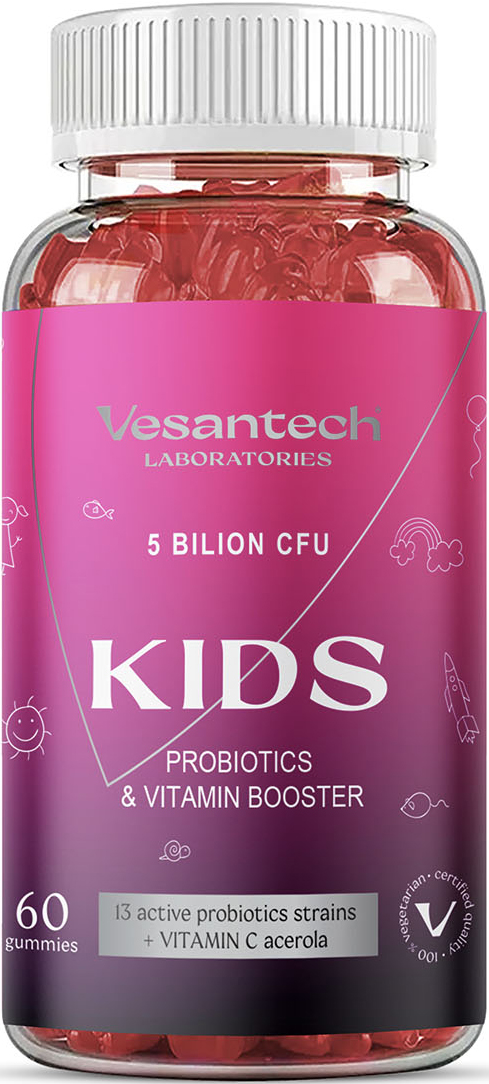 Vesantech Kids, dětská probiotika, 5 miliard CFU, 60 gumových bonbónů Doplněk stravy