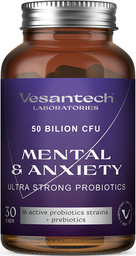 Vesantech Mental, probiotika pro duševní pohodu, 5O miliard CFU, 30 enterosolventních kapslí Doplněk stravy