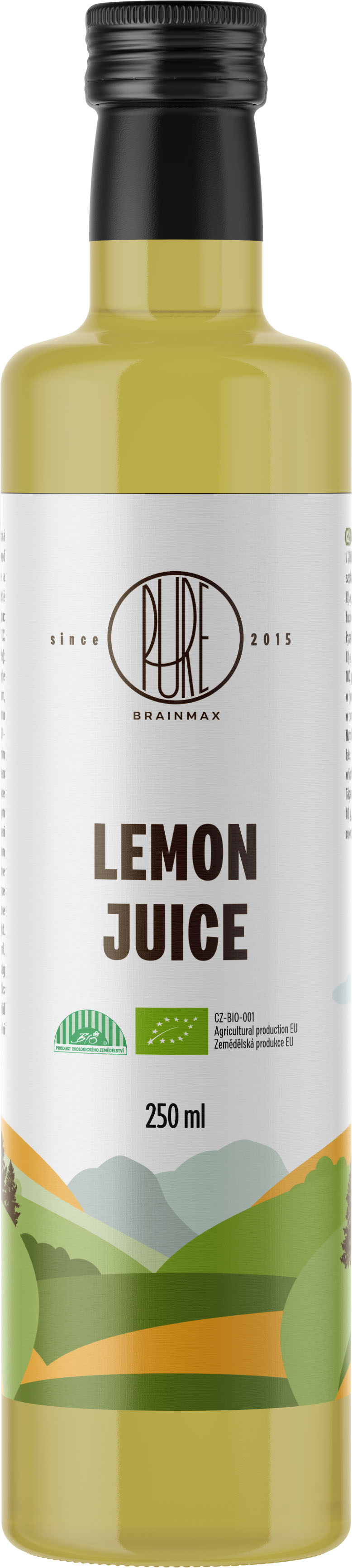 Levně BrainMax Pure Lemon juice, Citronová šťáva, BIO, 250 ml *CZ-BIO-001 certifikát