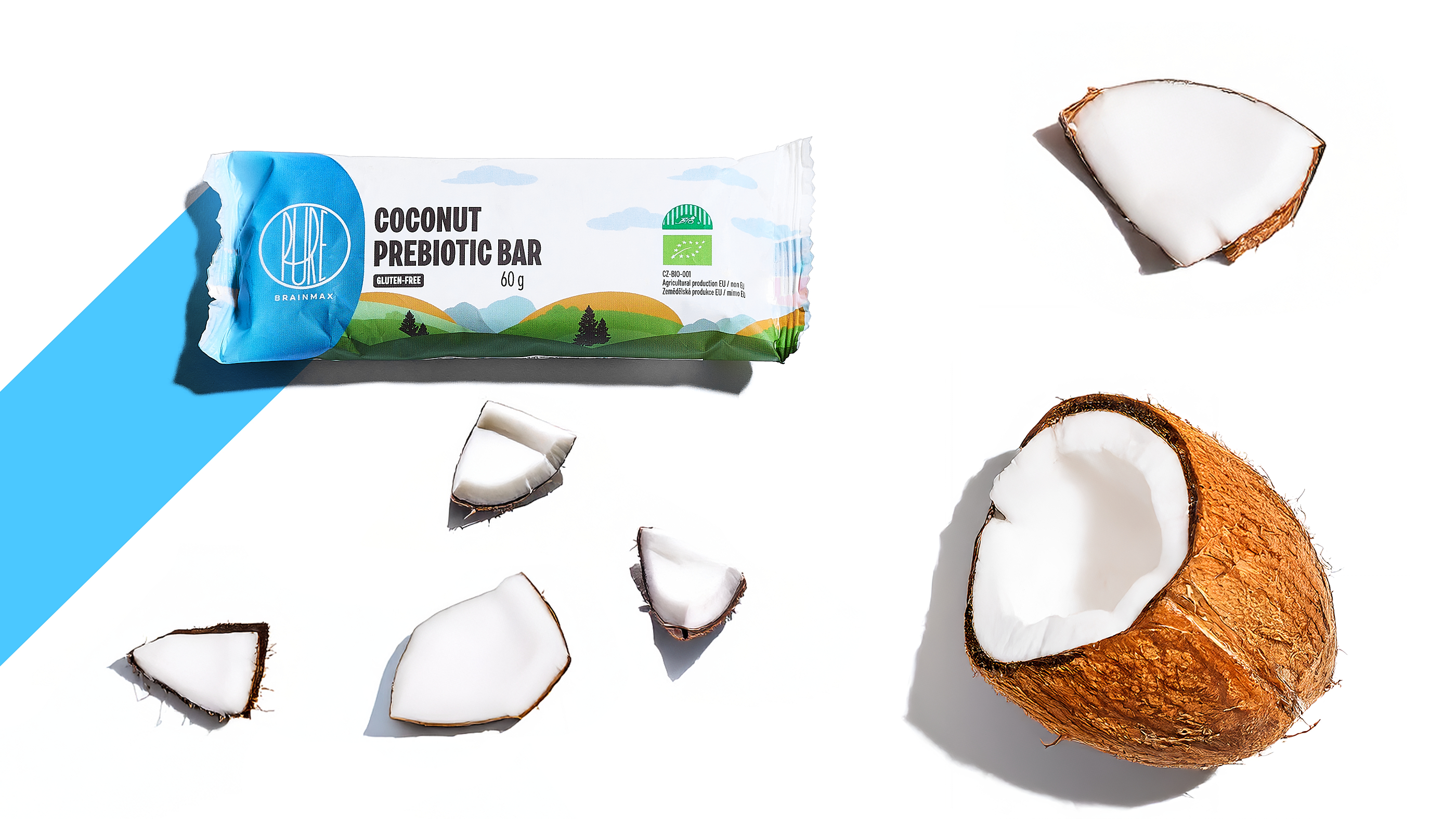 BrainMax Pure Coconut Prebiotic Bar, tyčinka s vlákninou, Kokos, BIO, 60 g Obrázek