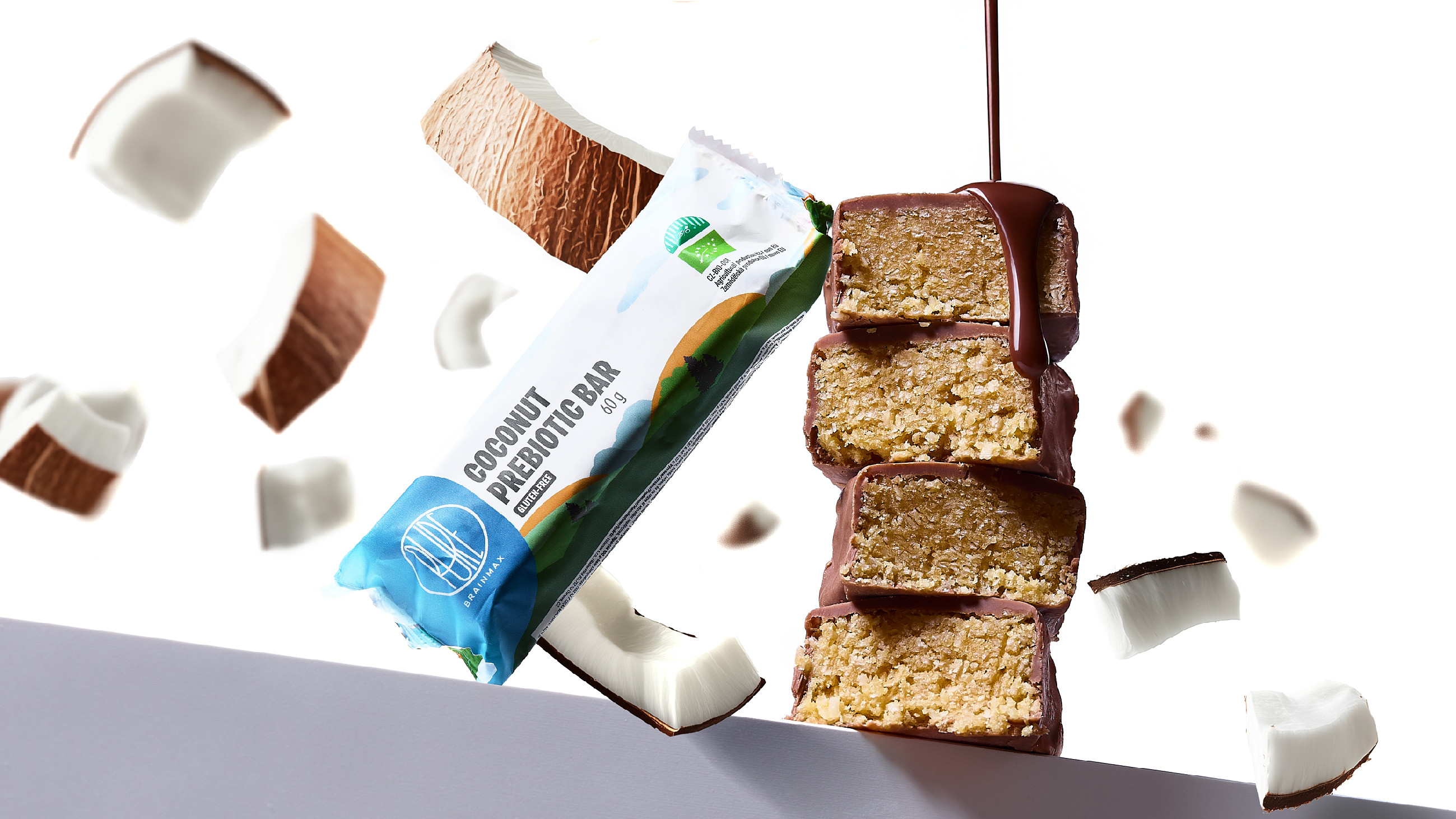 BrainMax Pure Coconut Prebiotic Bar, tyčinka s vlákninou, Kokos, BIO, 60 g Obrázek