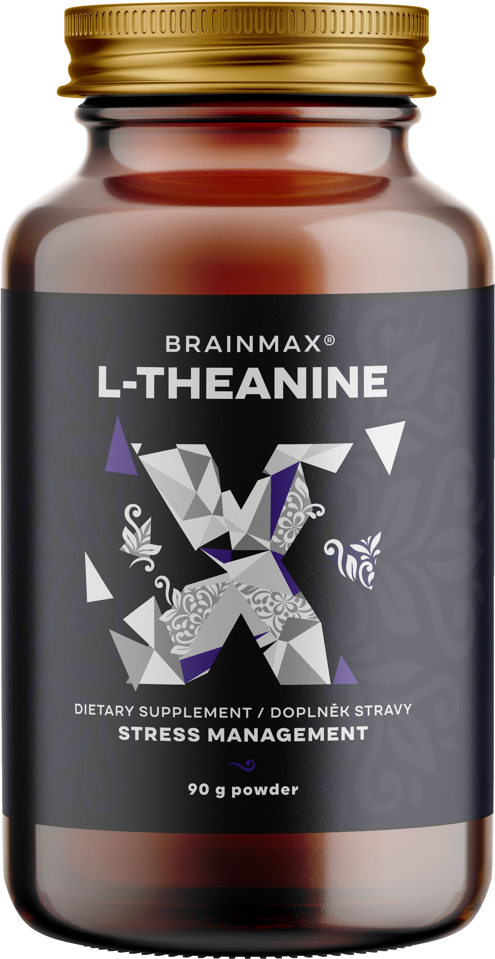 BrainMax L-Theanine, L-theanin v prášku, 90 g Aminokyselina k navození pocitů relaxace, snížení stresu a mentální bdělosti, doplněk stravy