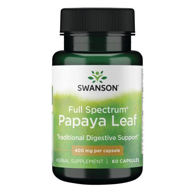 Levně Swanson Papaya Leaf, List Papáji, 400 mg, 60 kapslí Doplněk stravy