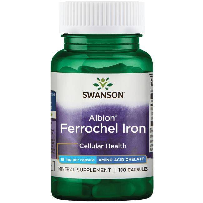 Levně Swanson Albion Ferochel Iron, železo, 18 mg, 180 kapslí Doplněk stravy