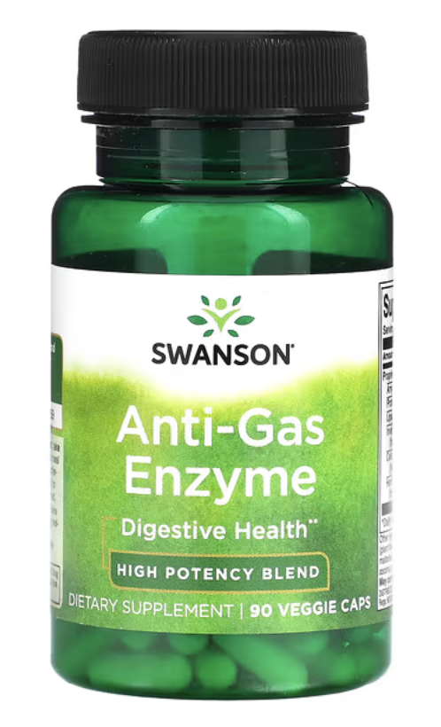 Swanson Anti-gas enzyme, trávicí enzymy, 90 rostlinných kapslí Doplněk stravy