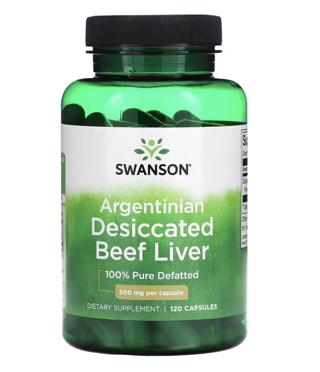 Levně Swanson Argentinian Desiccated Beef liver, argentinská sušená hovězí játra, 500 mg, 120 kapslí Doplněk stravy