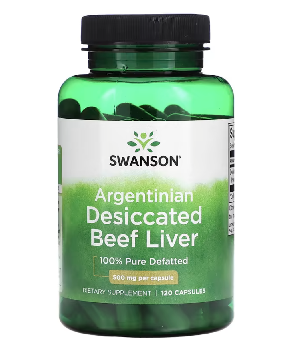 Swanson Argentinian Desiccated Beef liver, argentinská sušená hovězí játra, 500 mg, 120 kapslí Doplněk stravy