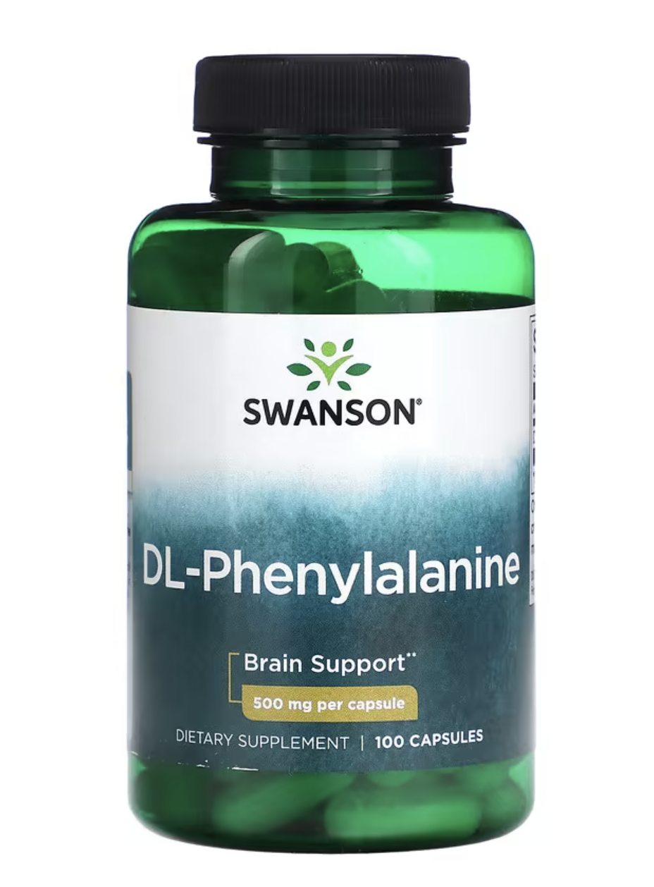 Levně Swanson DL-Phenylalanine, fenylalanin, 500 mg, 100 kapslí Doplněk stravy