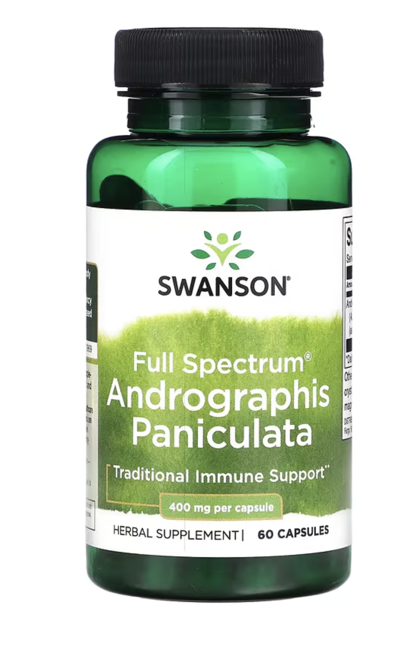 Swanson, Full Spectrum Andrographis Paniculata, právenka latnatá, 400 mg, 60 kapslí Doplněk stravy