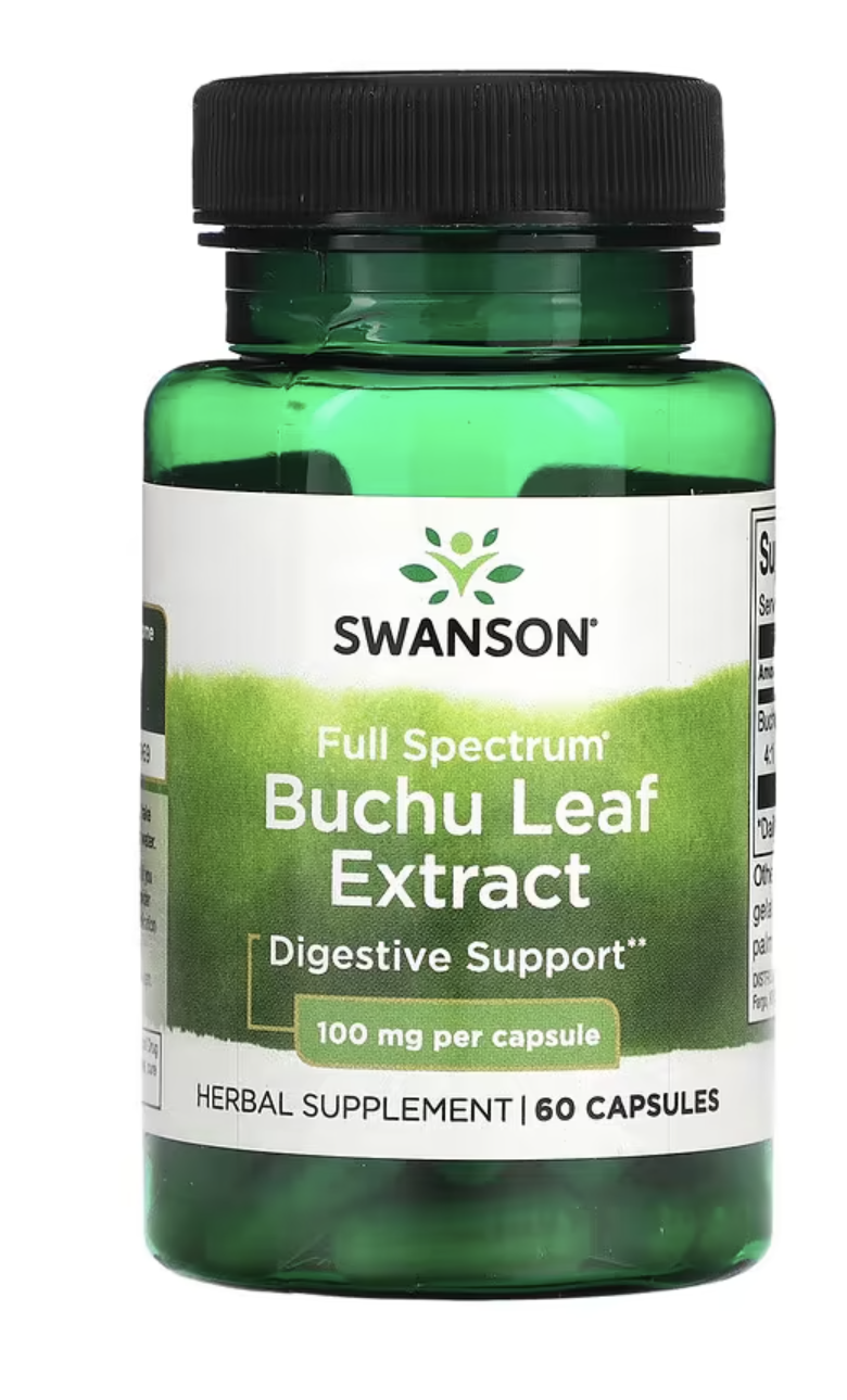 Swanson Full Spectrum Buchu Leaf Extract, těhozev březový extrakt, 100 mg, 60 kapslí Doplněk stravy
