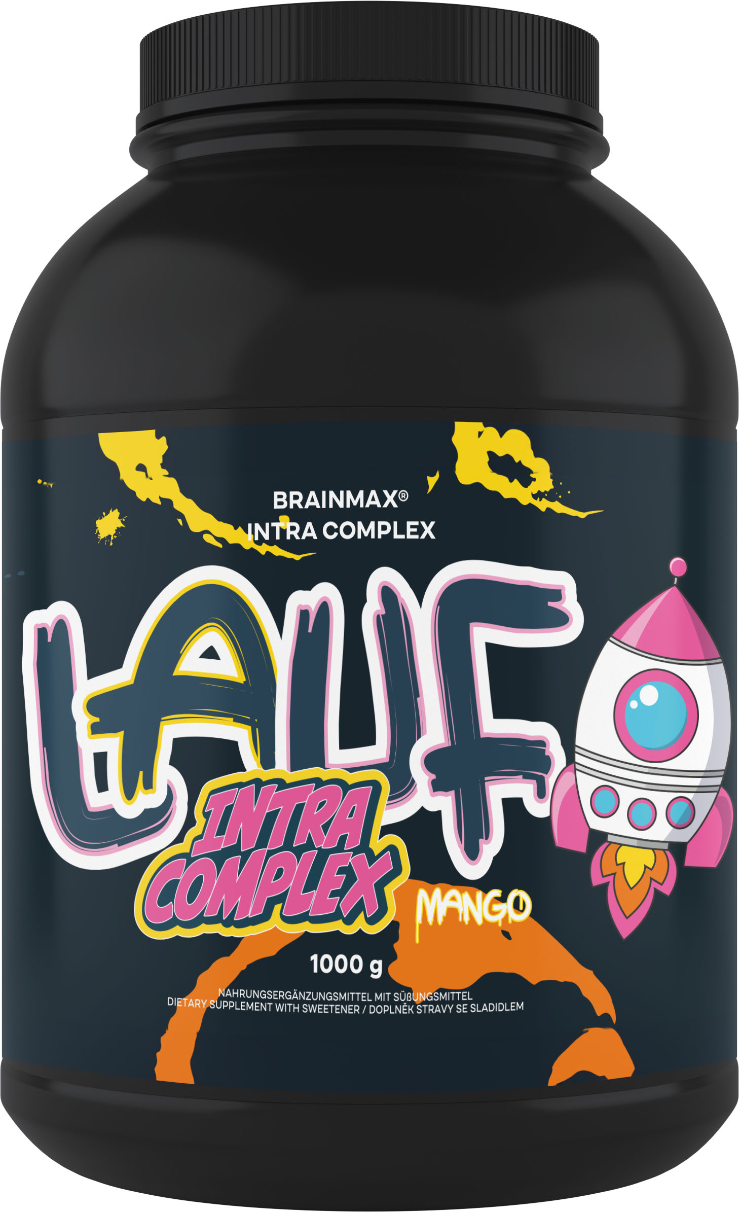 BrainMax LAUF Intra Complex, Mango, 1000 g Iontový nápoj se sacharidy a EAA pro lepší výkonnost, hydrataci a regeneraci, doplněk stravy
