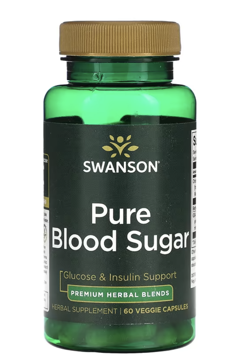 Swanson Pure Blood Sugar, optimalizace krevního cukru, 60 rostlinných kapslí Doplněk stravy