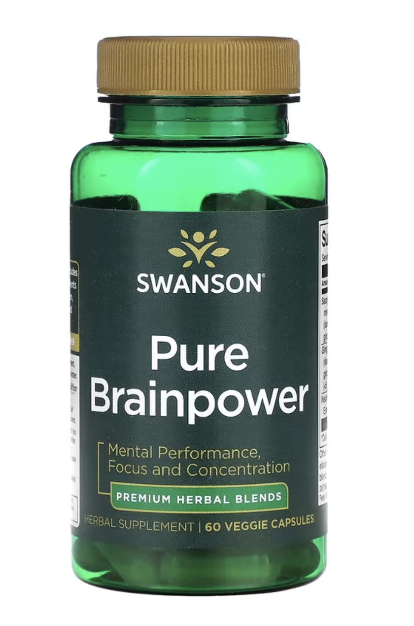 Swanson Pure Brainpower, podpora mozku, 60 rostlinných kapslí Doplněk stravy