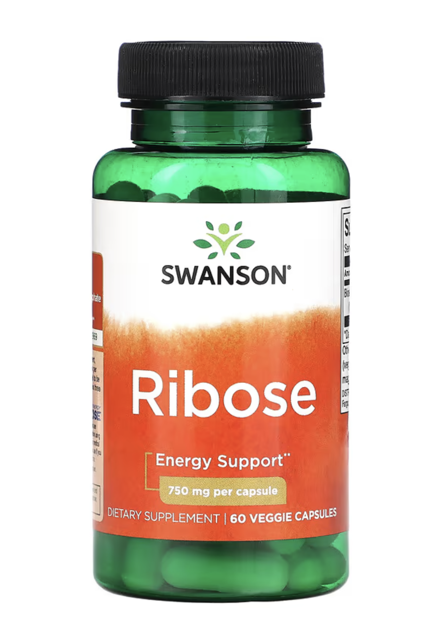 Levně Swanson Ribose, ribóza, 750 mg, 60 rostlinných kapslí Doplněk stravy