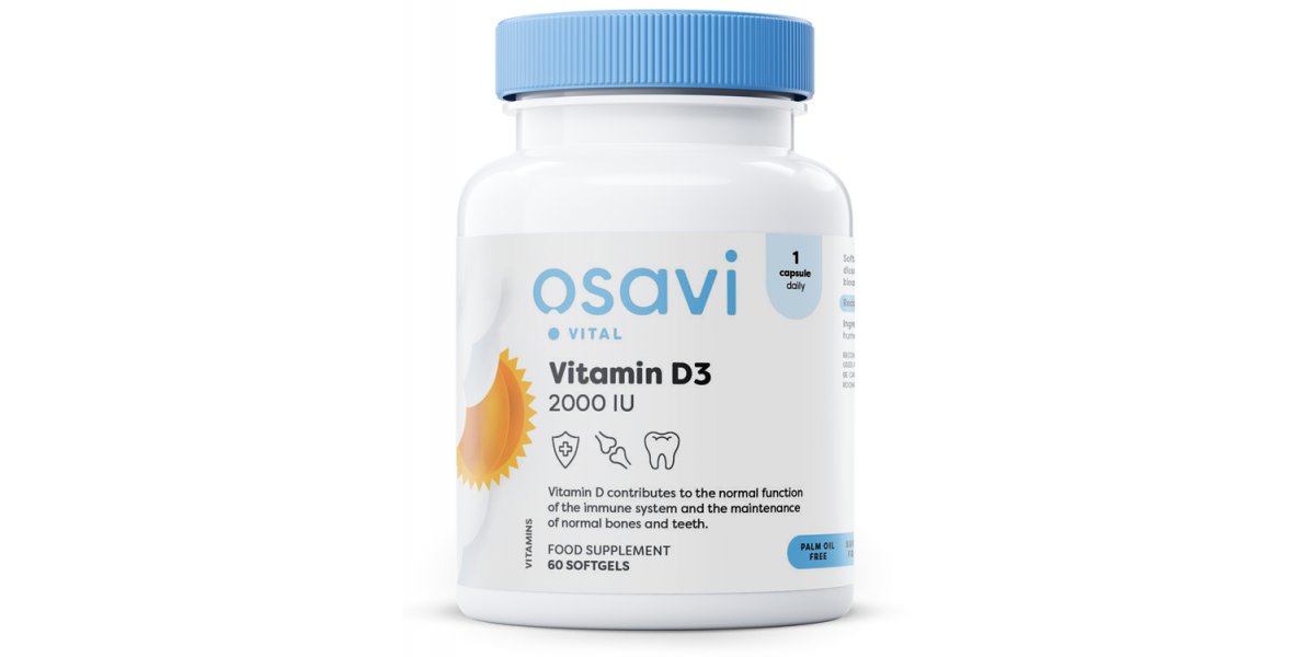 Osavi Vitamín D3, 2000 IU, 60 softgelových kapslí Doplněk stravy