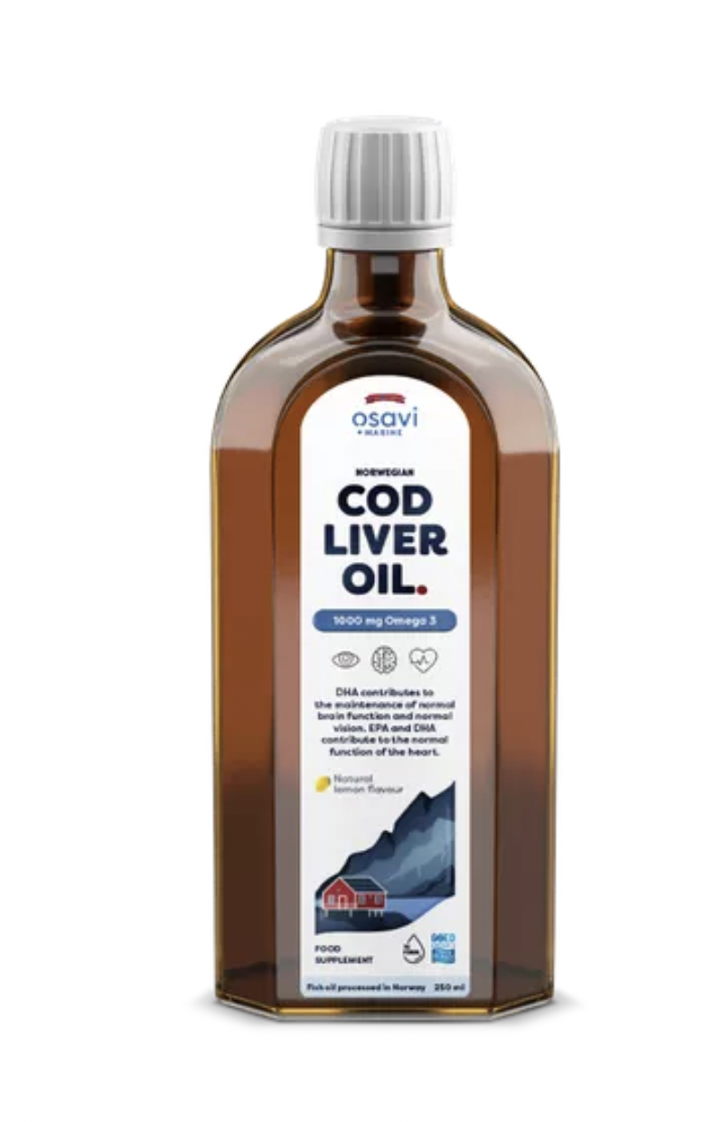 Levně Osavi Cod liver oil, olej z tresčích jater, 1000 mg, 250 ml