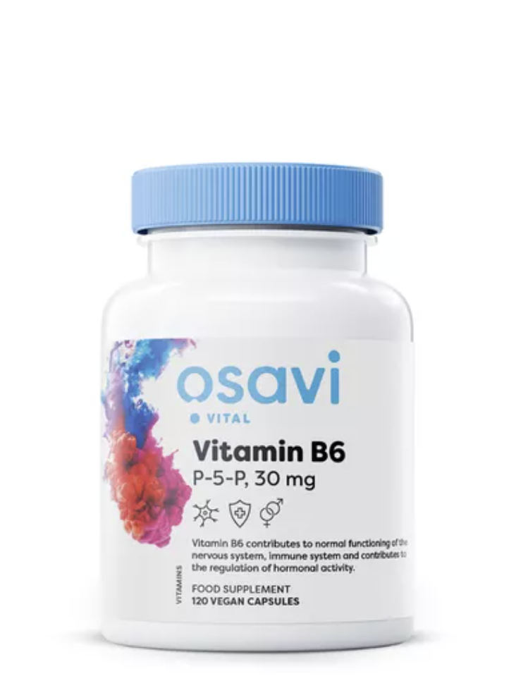 Osavi Vitamin B6 (P-5-P), 30 mg, 60 rostlinných kapslí Doplněk stravy