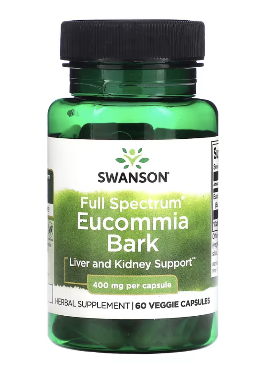 Levně Swanson Eucommia Bark, Gumojilm, 400 mg, 60 rostlinných kapslí Doplněk stravy