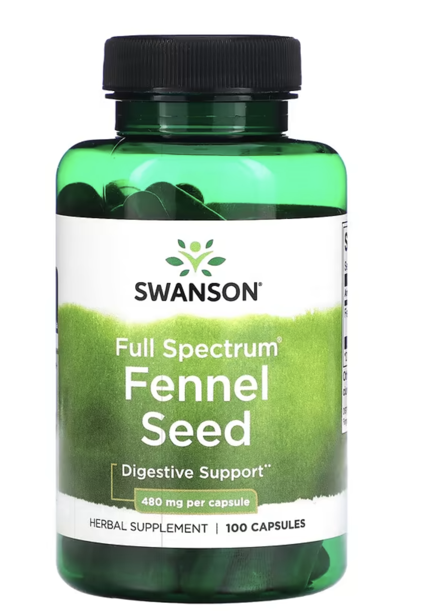 Swanson Full Spectrum Fennel Seed, fenykl, 480 mg, 100 kapslí Doplněk stravy