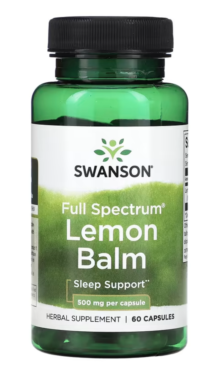 Levně Swanson Full Spectrum Lemon Balm, meduňka lékařská, 500 mg, 60 kapslí Doplněk stravy