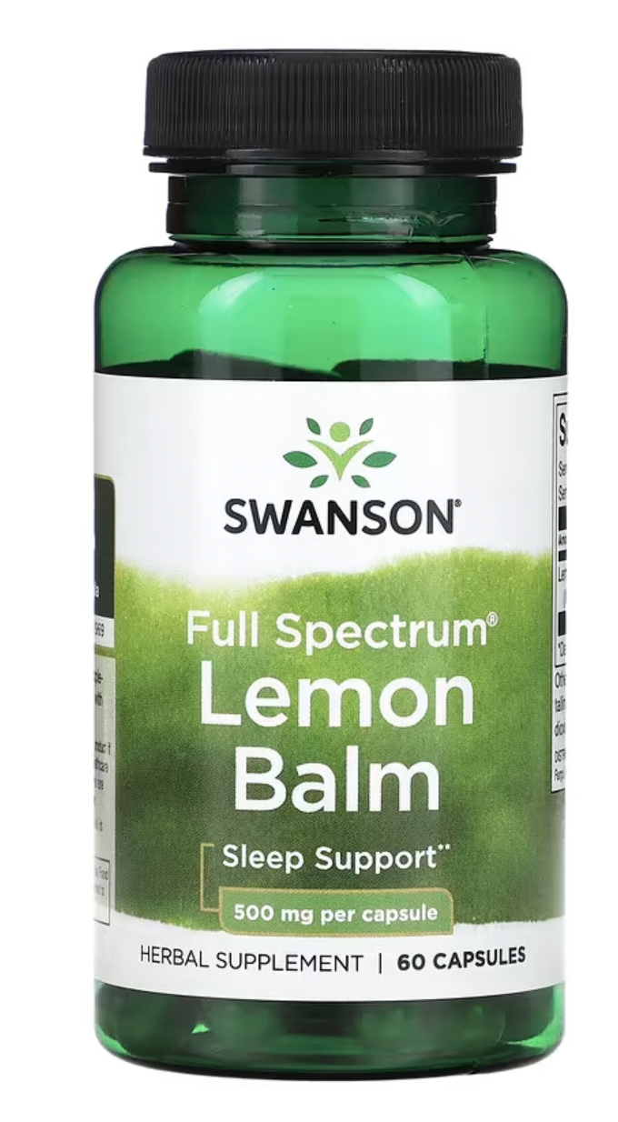 Swanson Full Spectrum Lemon Balm, meduňka lékařská, 500 mg, 60 kapslí Doplněk stravy