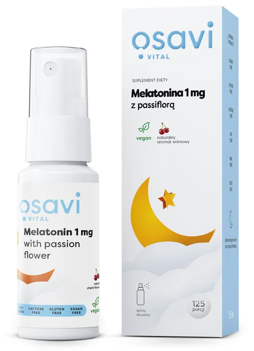 Osavi Melatonin with Passion Flower Oral Spray, Melatonin ústní sprej s mučenkou, třešeň, 1 mg, 25 ml doplněk stravy