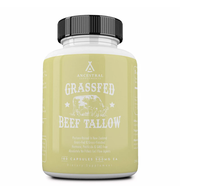 Ancestral Supplements, Grass-fed Beef Tallow, hovězí lůj, 180 kapslí, 30 dávek Doplněk stravy